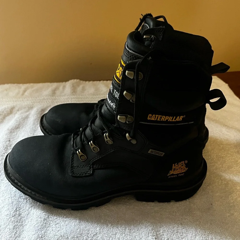 Caterpillar Black Waterproof Steel Toe Safety Shoes Sz 9.5